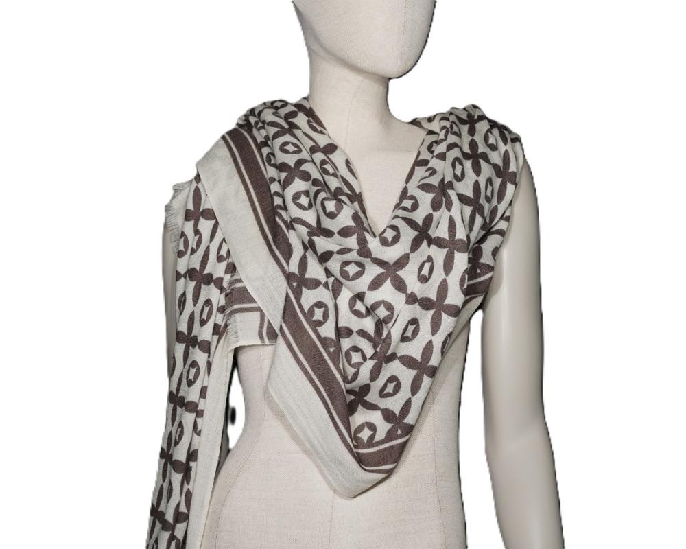 AHMADDY Seiden-Wollschal wollweiß mocca